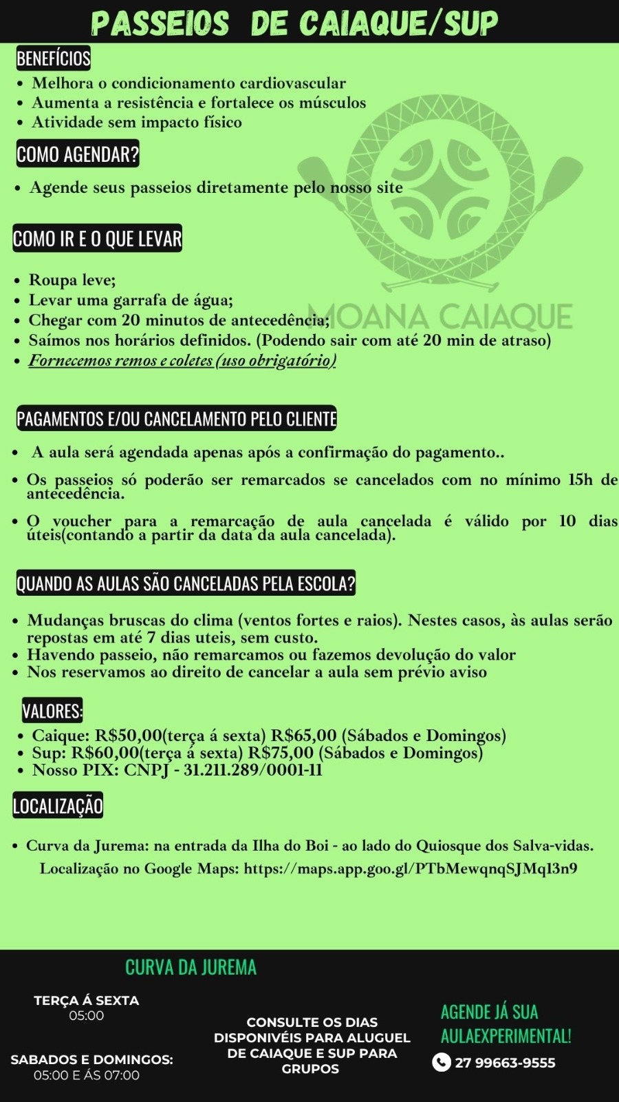 Aulas Caiaque e Sup